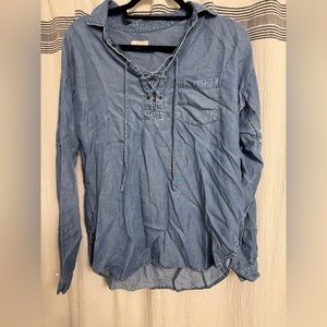 Maurices Denim Blue Top with Black Trim